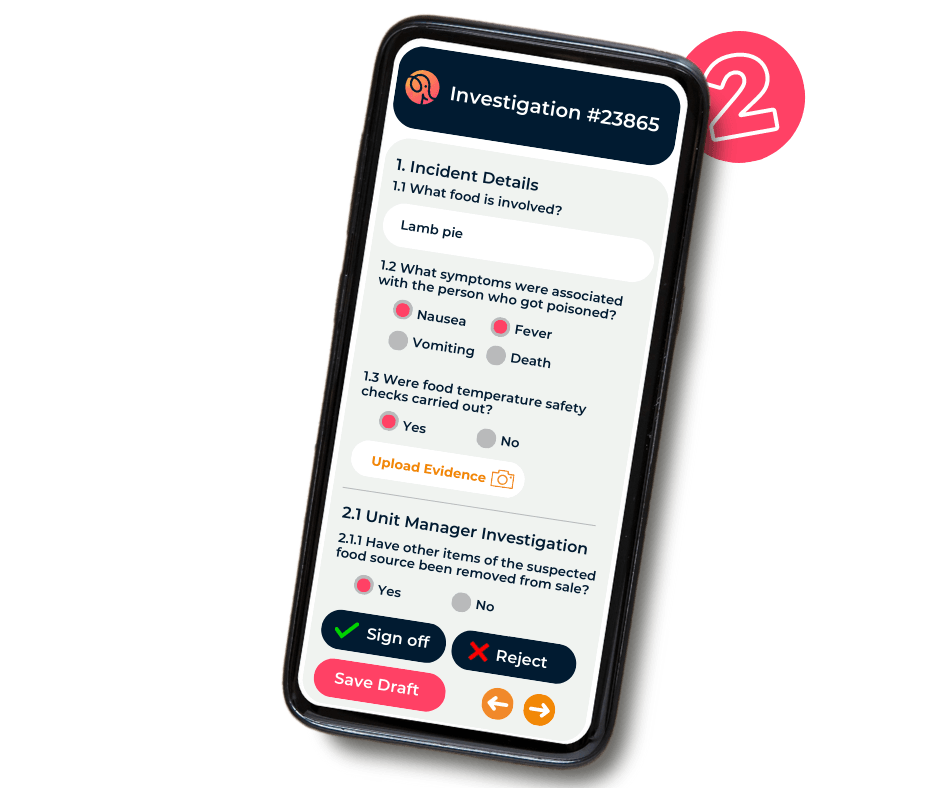 iPhone showing how to fill in an incident report