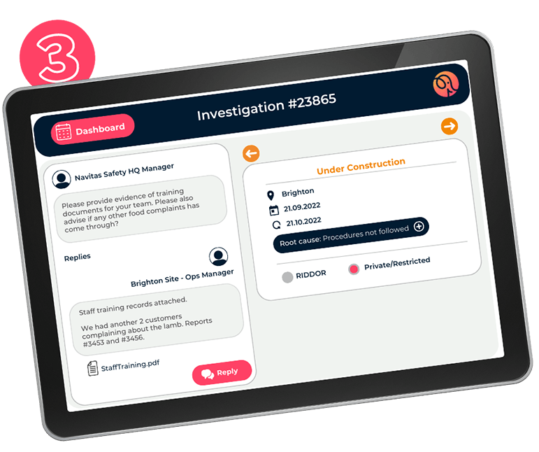 Safety incident investigation trail