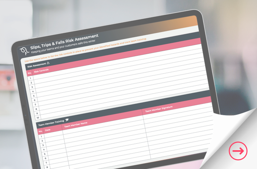An image of our Slips, Trips and Falls Risk Assessment on a tablet